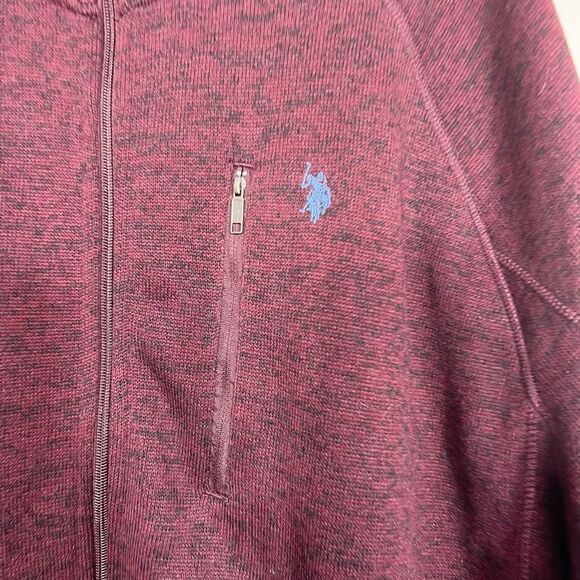 US Polo Assn Big & Tall 2XLT Mens Full Zip Jacket Sweater Long Sleeve Wine - Picture 8 of 8